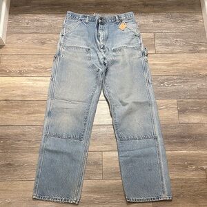 Vintage Double Knee Carhartt Jeans Carpenter Torn Skater Grunge Worked In 34x33